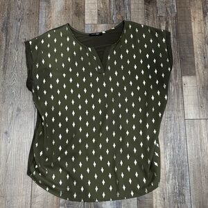Papermoon Dark Green Diamond Print Blouse